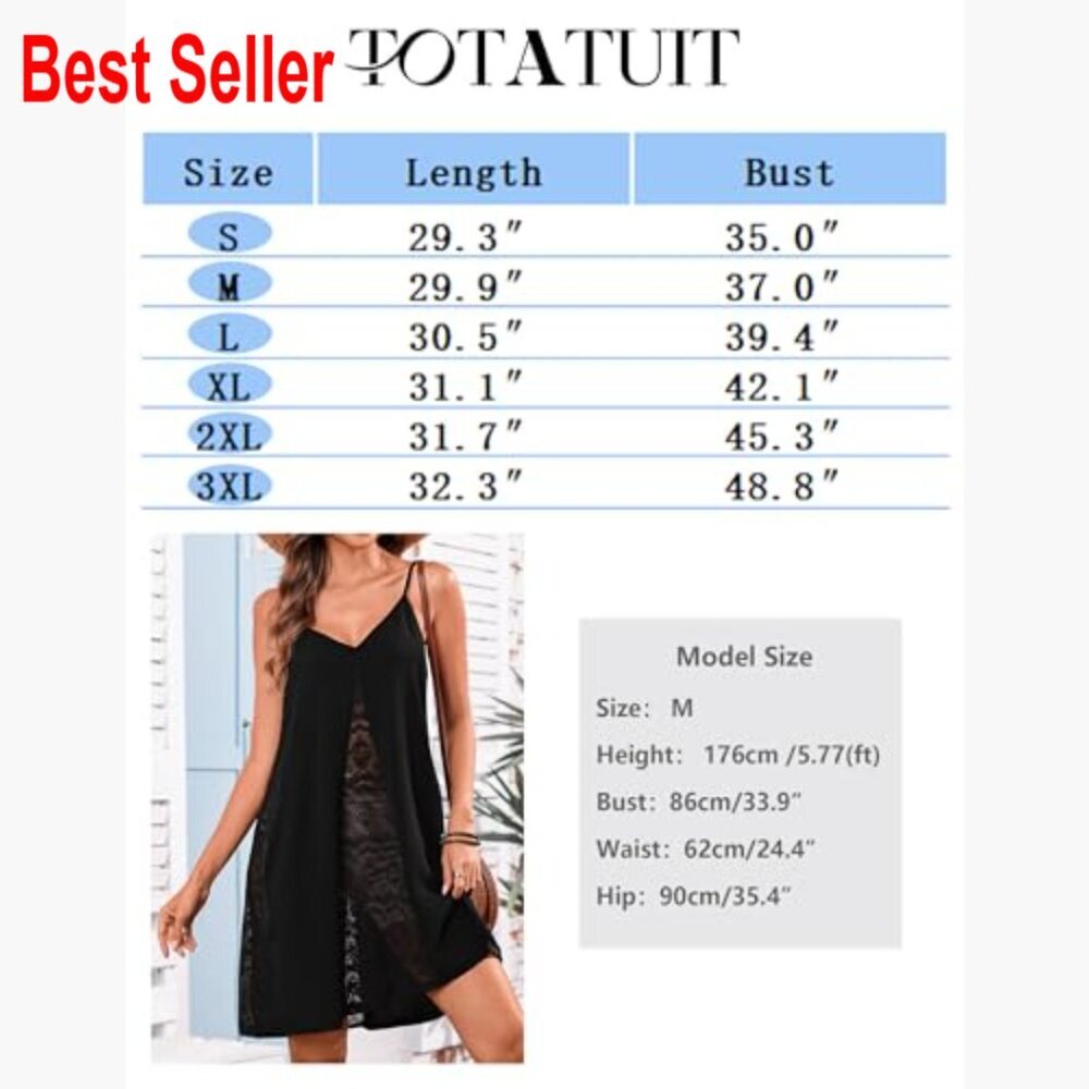 Polyester Crochet Tank Dress with Spaghetti Straps and Pockets - Picture 6 of 7
